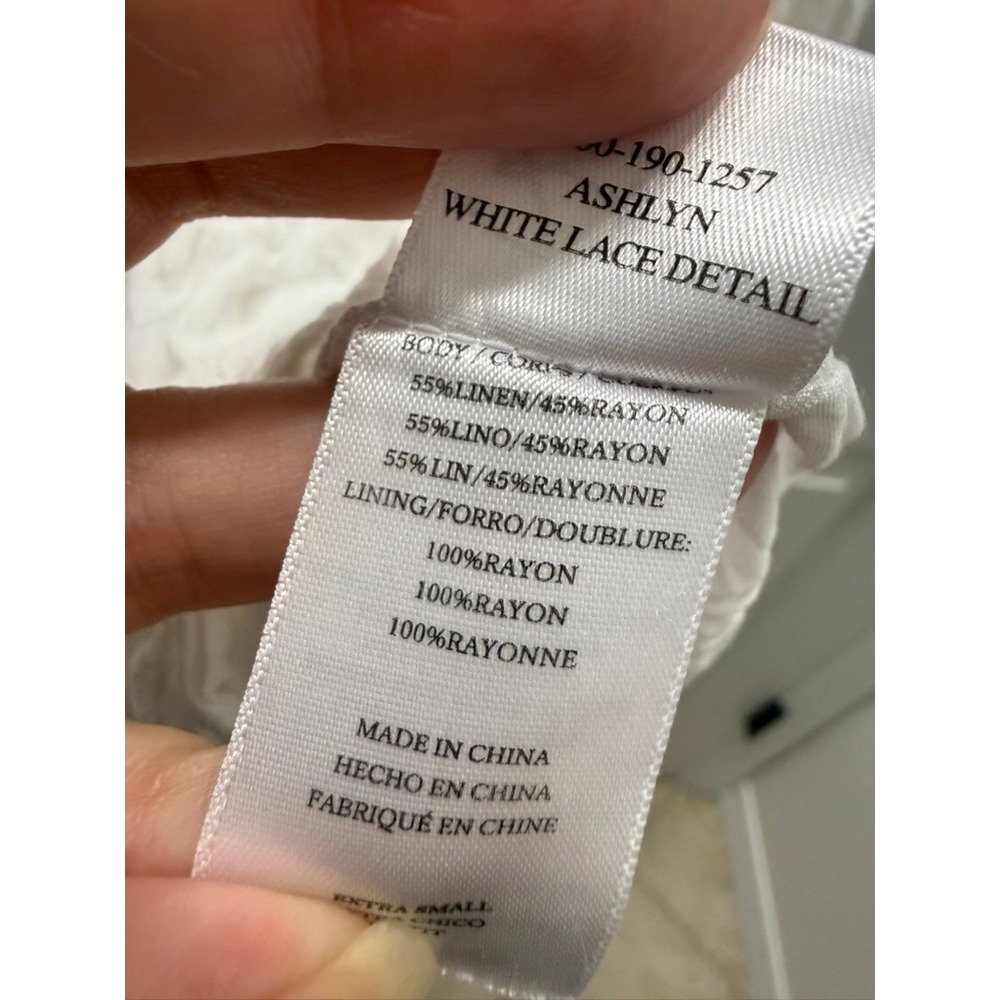 Rails Ashlyn White Linen Blend Smocked Midi Dress XS Boho Cottagecore - Picture 11 of 11